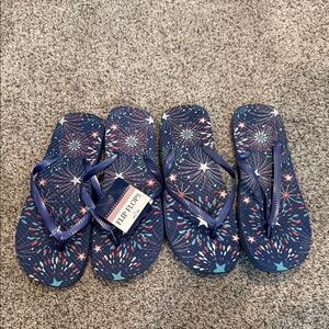Blue Fireworks Flip Flops